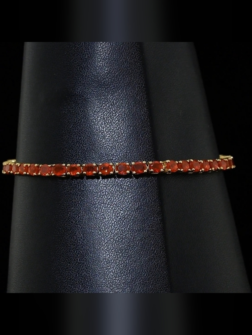 Mexican Cherry Fire Opal Tennis Bracelet 18K Vermeil Yellow Gold 3ctw